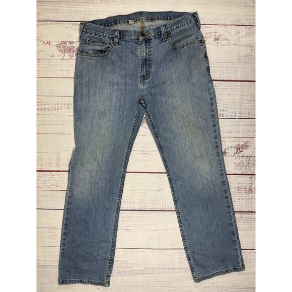 Carhartt Relaxed Fit Jeans Men's Size 36x30 (36x28.5) Straight Leg Light Wash - Picture 1 of 8